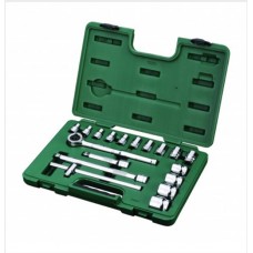 JOGO DE SOQUETES ESTRIADOS 1/2" 18 PÇS MM SATA 